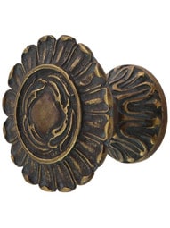 French Court Cabinet Knob - 1 1/4 inch Diameter in Monticello Brass.